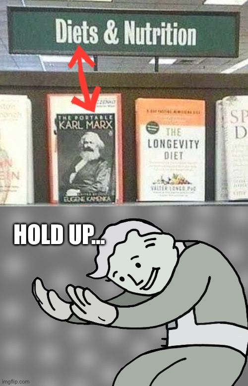 This book just left me wanting more… | HOLD UP… | image tagged in communist diet,hol up | made w/ Imgflip meme maker