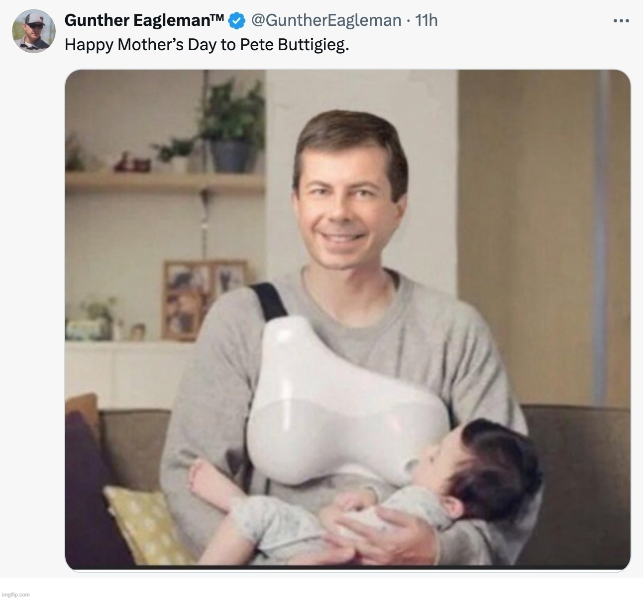 Happy Mothers' Day to Petey Buttplug! | image tagged in pete buttigieg,petey buttplug,tired of hearing about transgenders,queers and steers,the book of faggets,stupid people be like | made w/ Imgflip meme maker
