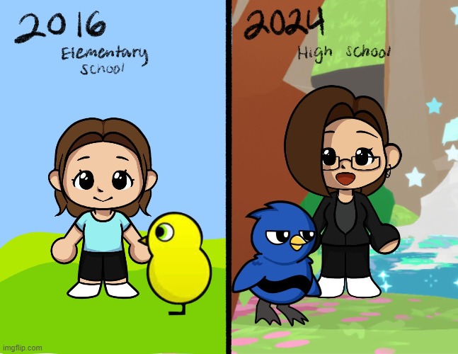 Been a long time and Duck Life has still stayed with me. Thank you Wix Games <3 | image tagged in art,ducklife,duck life,drawing,comparison | made w/ Imgflip meme maker