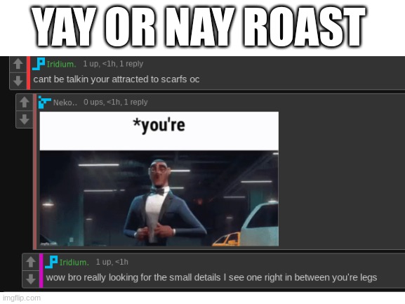 yay or nay roast | YAY OR NAY ROAST | image tagged in blank white template | made w/ Imgflip meme maker