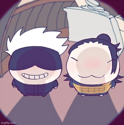 Me n bro on Halloween | image tagged in fisheye chibi geto and gojo | made w/ Imgflip meme maker