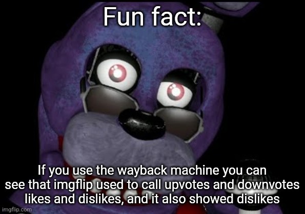 goofster 2 | Fun fact:; If you use the wayback machine you can see that imgflip used to call upvotes and downvotes likes and dislikes, and it also showed dislikes | image tagged in goofster 2 | made w/ Imgflip meme maker