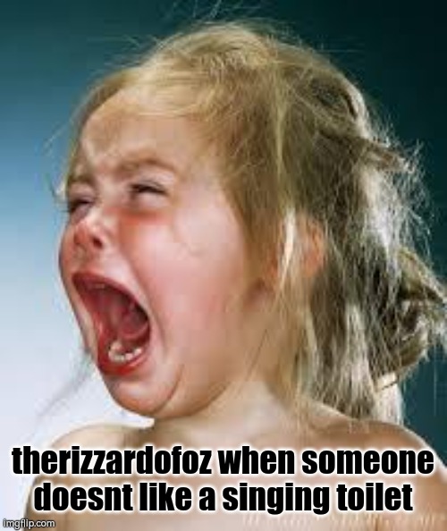 Crying Baby | therizzardofoz when someone doesnt like a singing toilet | image tagged in crying baby | made w/ Imgflip meme maker