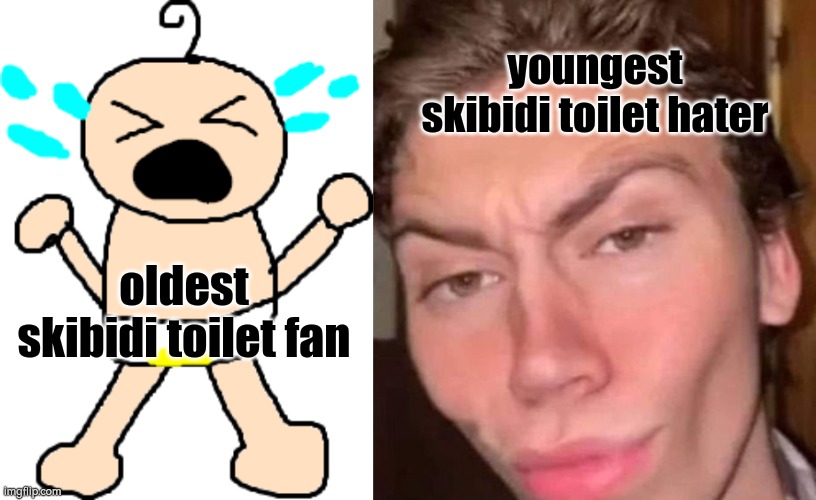 youngest skibidi toilet hater; oldest skibidi toilet fan | image tagged in skibidifanwholikesonlyinohio,rizz | made w/ Imgflip meme maker