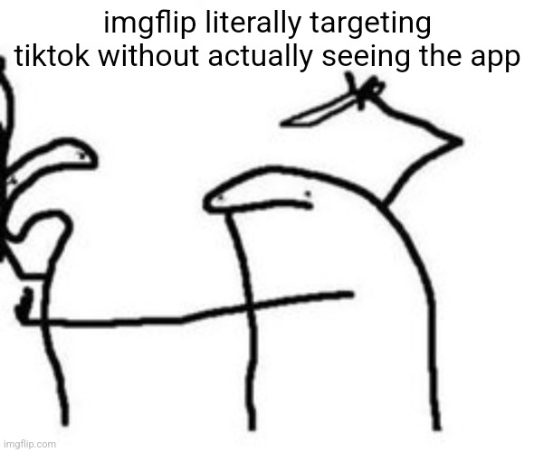 Dude stabbing dude | imgflip literally targeting tiktok without actually seeing the app | image tagged in dude stabbing dude | made w/ Imgflip meme maker