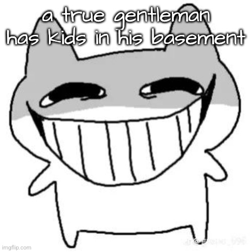 hihi | a true gentleman has kids in his basement | image tagged in hihi | made w/ Imgflip meme maker