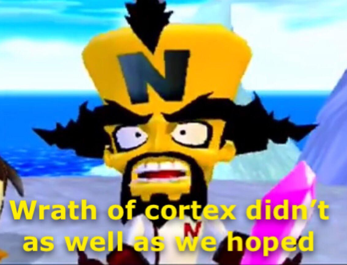 Wrath of Cortex didn't as well as we hoped Blank Meme Template