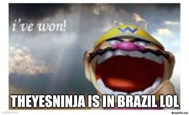 Wario Wins | THEYESNINJA IS IN BRAZIL LOL | image tagged in wario wins | made w/ Imgflip meme maker