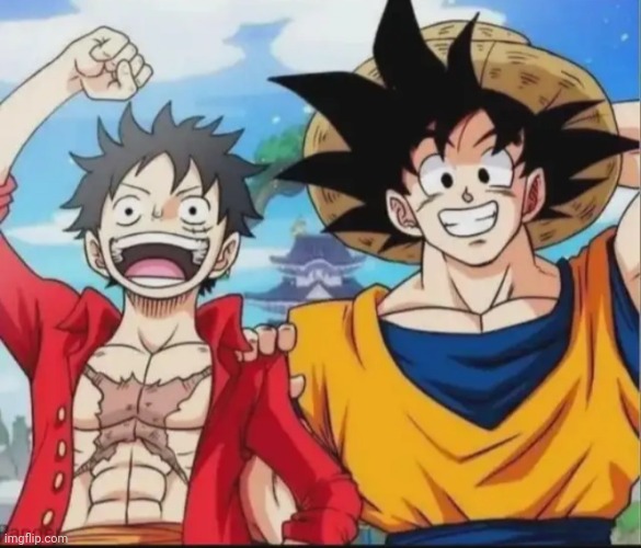 Luffy and Goku | image tagged in luffy and goku | made w/ Imgflip meme maker