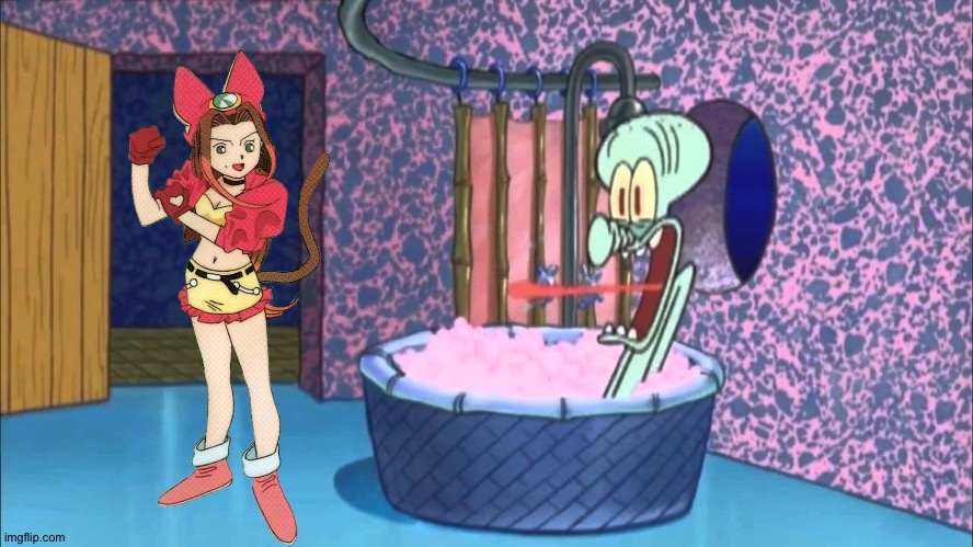 Sara drops by Squidward's house | image tagged in who dropped by squidward's house | made w/ Imgflip meme maker