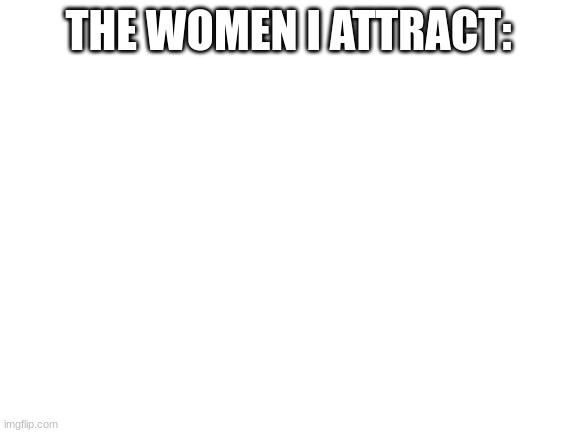 Blank White Template | THE WOMEN I ATTRACT: | image tagged in blank white template | made w/ Imgflip meme maker