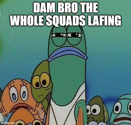 SpongeBob | DAM BRO THE WHOLE SQUADS LAFING | image tagged in spongebob | made w/ Imgflip meme maker