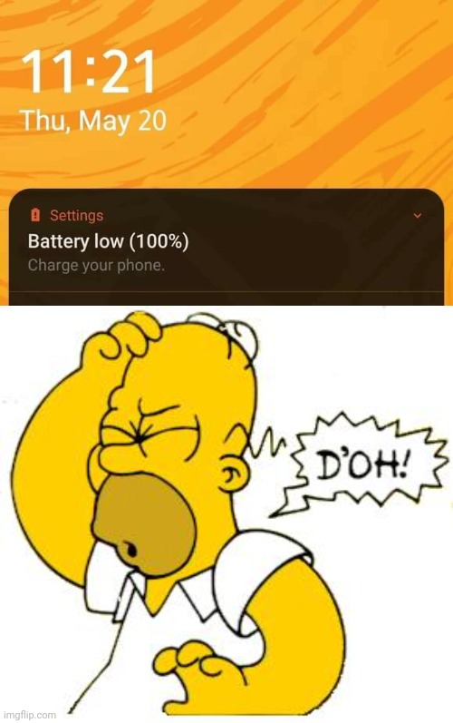 Ironic battery | image tagged in homer doh,battery,percentage,you had one job,memes,phone | made w/ Imgflip meme maker