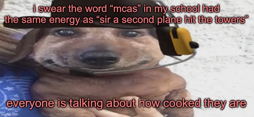 chucklenuts | i swear the word “mcas” in my school had the same energy as “sir a second plane hit the towers”; everyone is talking about how cooked they are | image tagged in chucklenuts | made w/ Imgflip meme maker