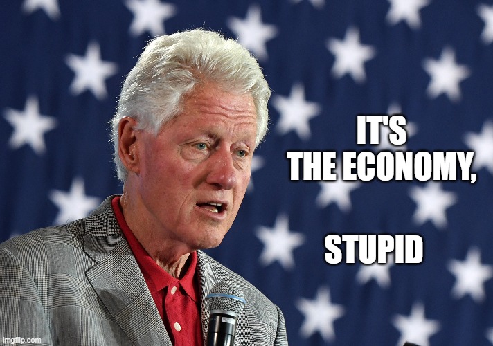 Clinton economy | STUPID; IT'S THE ECONOMY, | image tagged in clinton economy | made w/ Imgflip meme maker