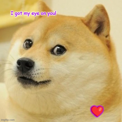 I got my Eye on you! | I got my eye on you! ❤️ | image tagged in memes,doge | made w/ Imgflip meme maker