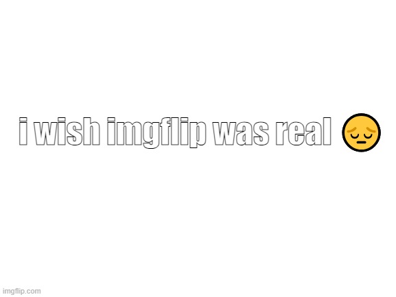 Blank White Template | i wish imgflip was real 😔 | image tagged in blank white template | made w/ Imgflip meme maker