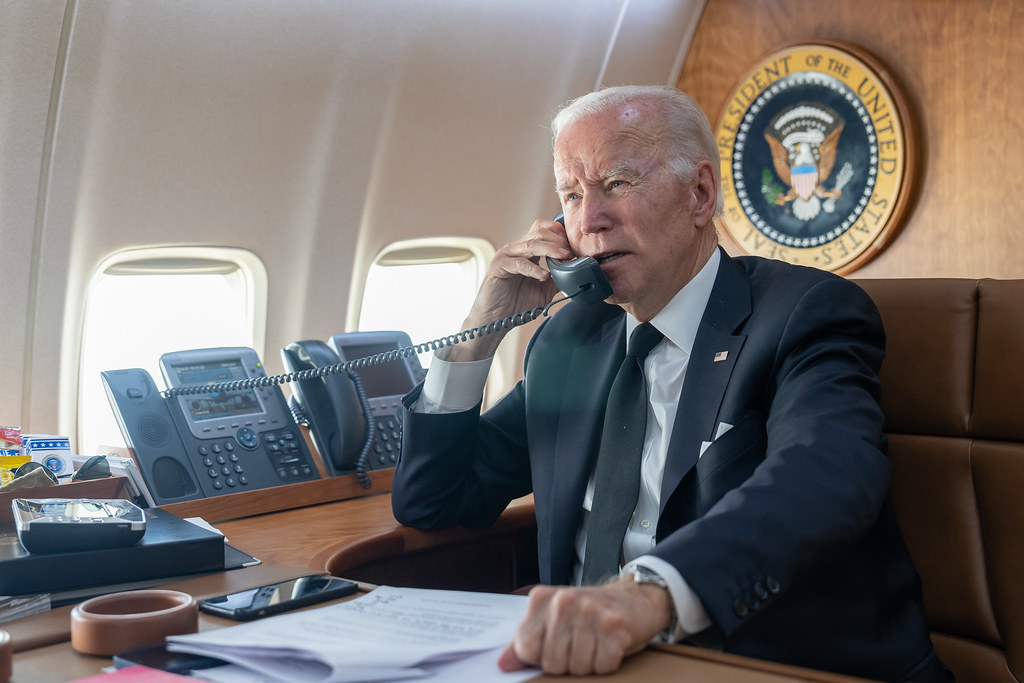 Biden on the phone Blank Meme Template