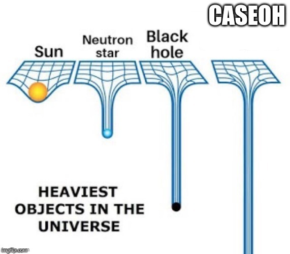 heaviest objects in the universe | CASEOH | image tagged in heaviest objects in the universe | made w/ Imgflip meme maker