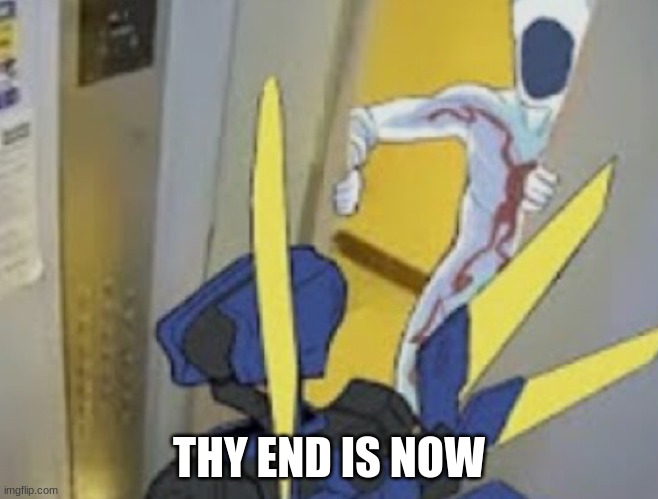 THY END IS NOW | image tagged in v1 vs minos prime | made w/ Imgflip meme maker