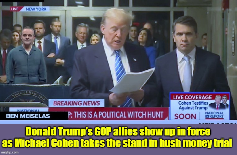 Boiled pig with some fava beans and a nice chianti... | Donald Trump’s GOP allies show up in force as Michael Cohen takes the stand in hush money trial | image tagged in silence of the lambs,hannibal lecter silence of the lambs,donald trump the clown,scumbag republicans | made w/ Imgflip meme maker