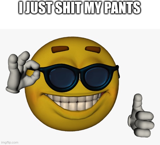 actually i didnt | I JUST SHIT MY PANTS | image tagged in cool guy emoji | made w/ Imgflip meme maker