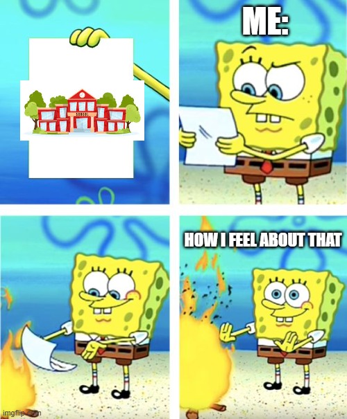 Spongebob Burning Paper | ME:; HOW I FEEL ABOUT THAT | image tagged in spongebob burning paper | made w/ Imgflip meme maker