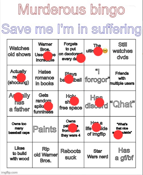 Murderous bingo | image tagged in murderous bingo | made w/ Imgflip meme maker