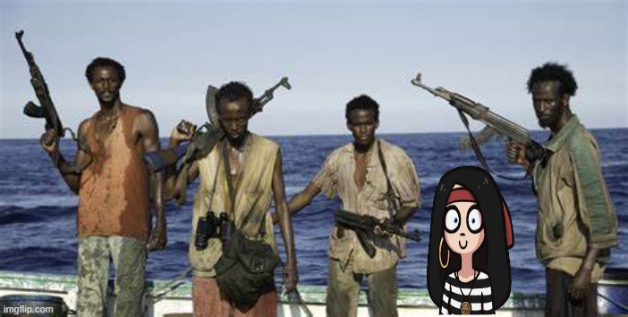 Kiki and co | image tagged in ongezellig,kiki,pirates,somali,somalian | made w/ Imgflip meme maker