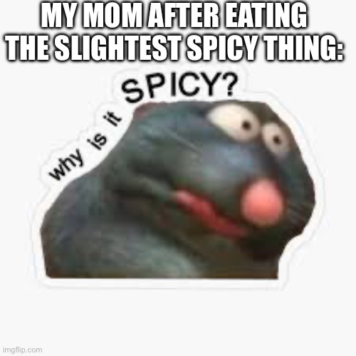 MY MOM AFTER EATING THE SLIGHTEST SPICY THING: | made w/ Imgflip meme maker