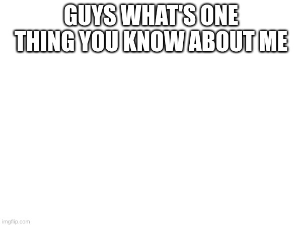 i wonder if i'm known well | GUYS WHAT'S ONE THING YOU KNOW ABOUT ME | made w/ Imgflip meme maker