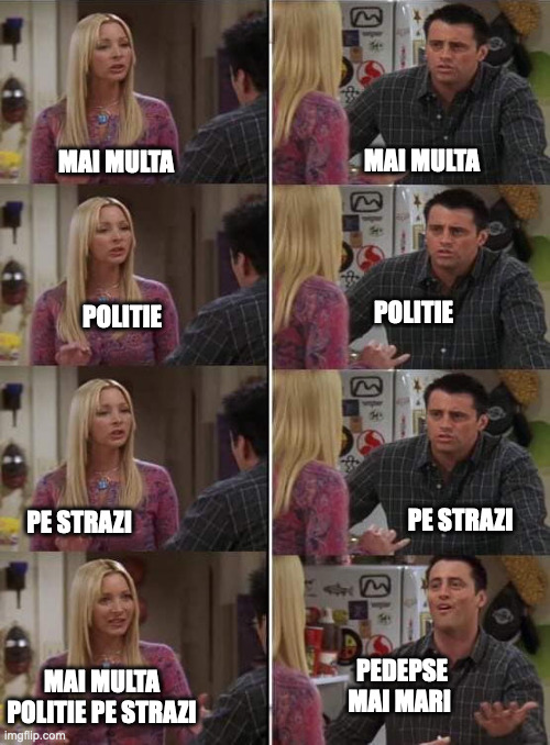 Phoebe teaching Joey in Friends | MAI MULTA; MAI MULTA; POLITIE; POLITIE; PE STRAZI; PE STRAZI; PEDEPSE MAI MARI; MAI MULTA POLITIE PE STRAZI | image tagged in phoebe teaching joey in friends | made w/ Imgflip meme maker