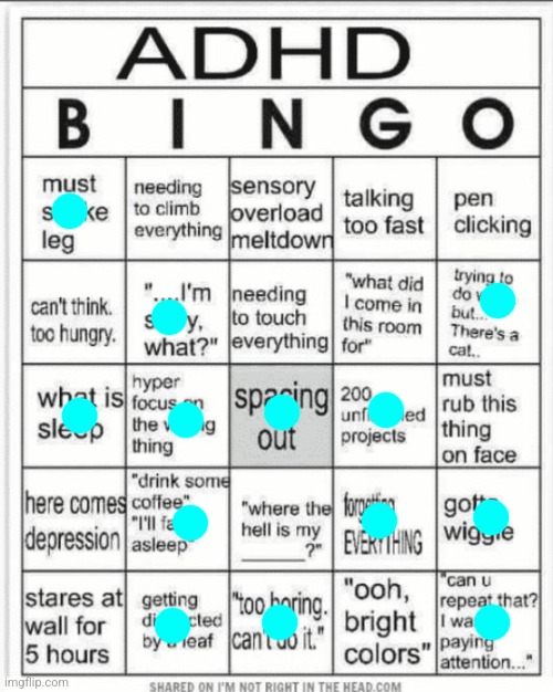 I CAN'T BELIEVE THIS!! IT'S MY VERY FIRST SUCCESSFUL BINGO!! ẄÕŌĤỌŐ!!¡¡¡¡!! | image tagged in adhd bingo,fresh memes,bingo | made w/ Imgflip meme maker