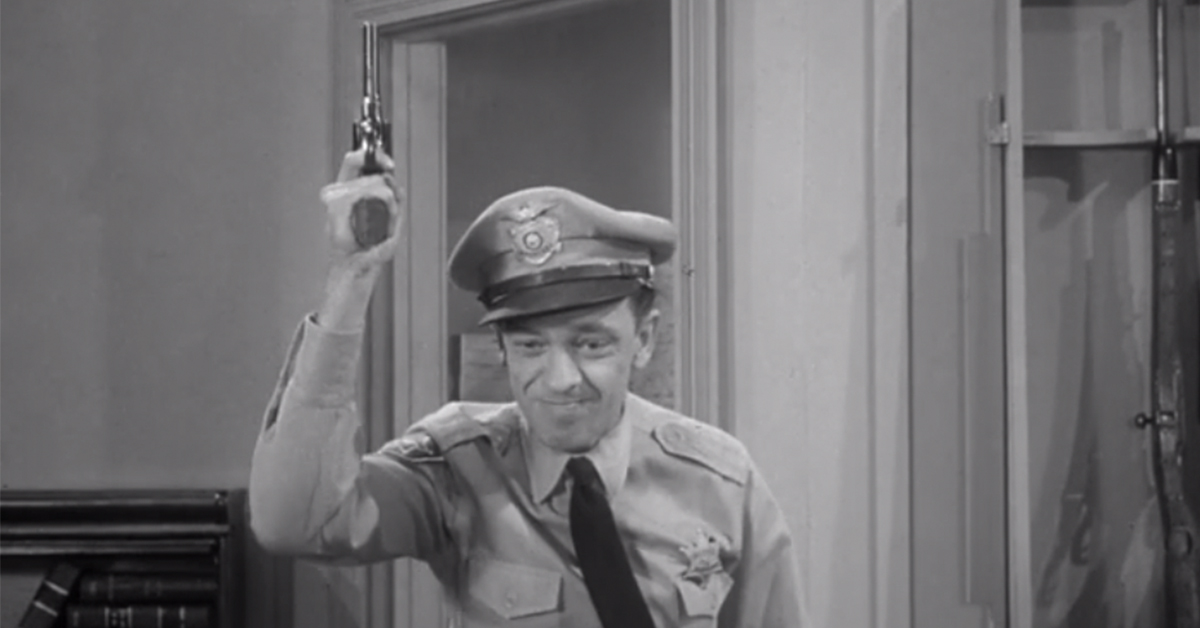 High Quality Barney Fife with a gun Blank Meme Template