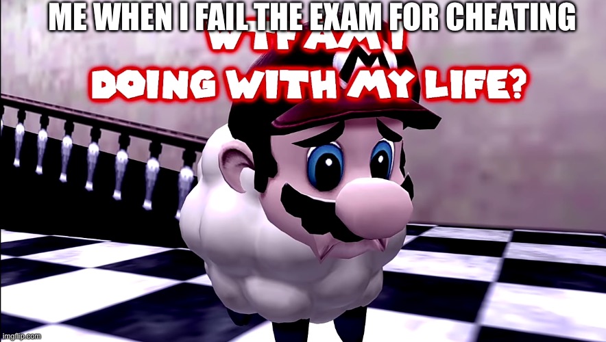 Don’t cheat on exams | ME WHEN I FAIL THE EXAM FOR CHEATING | image tagged in wtf am doing with my life | made w/ Imgflip meme maker
