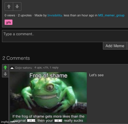 huh | image tagged in frog of shame | made w/ Imgflip meme maker