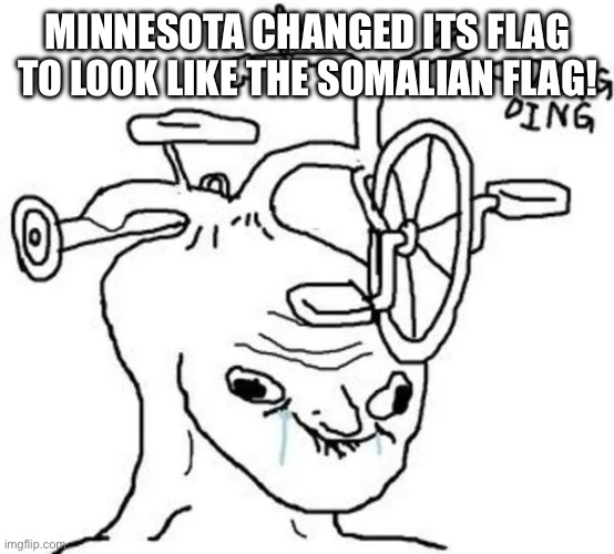 I don’t like it either but it doesn’t look like the Somalian Flag | MINNESOTA CHANGED ITS FLAG TO LOOK LIKE THE SOMALIAN FLAG! | image tagged in ding ding | made w/ Imgflip meme maker