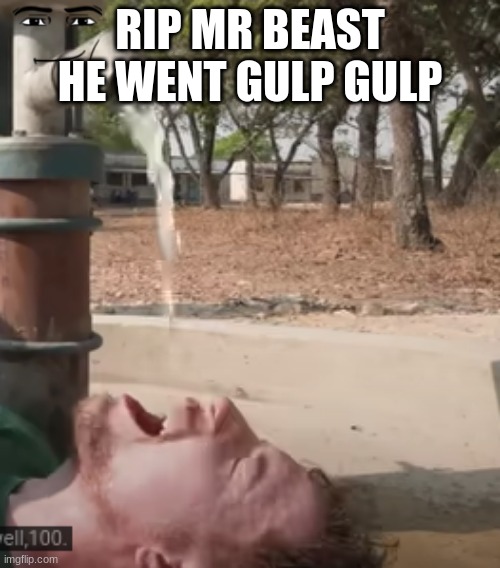 sorry mrbeast | RIP MR BEAST
HE WENT GULP GULP | image tagged in funny memes | made w/ Imgflip meme maker