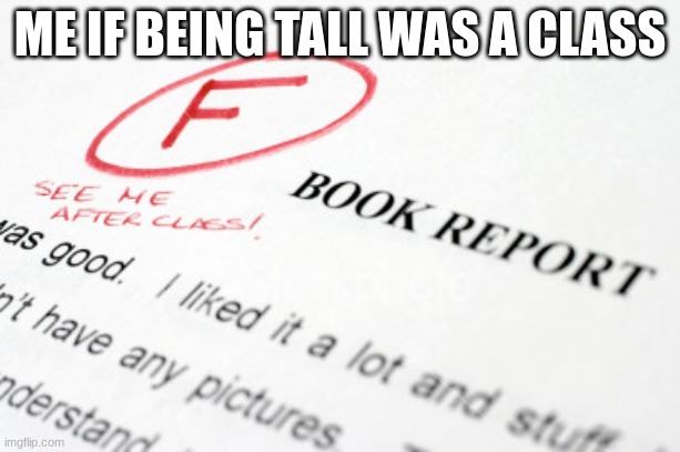 bad grades | ME IF BEING TALL WAS A CLASS | image tagged in bad grades | made w/ Imgflip meme maker