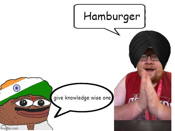 NoahTheSlayer Meme #2 | Hamburger | image tagged in give knowledge wise one,noah the slayer,india,thiccimoto | made w/ Imgflip meme maker