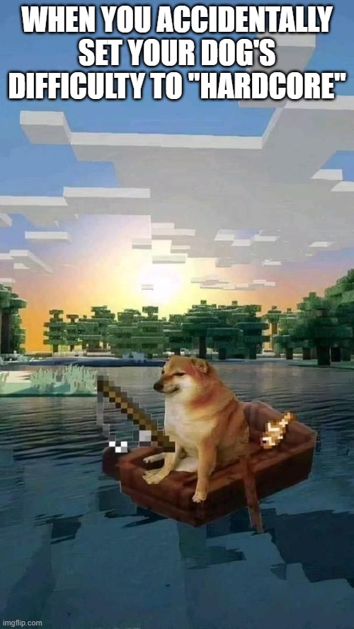 WHEN YOU ACCIDENTALLY SET YOUR DOG'S DIFFICULTY TO "HARDCORE" | image tagged in minecraft | made w/ Imgflip meme maker