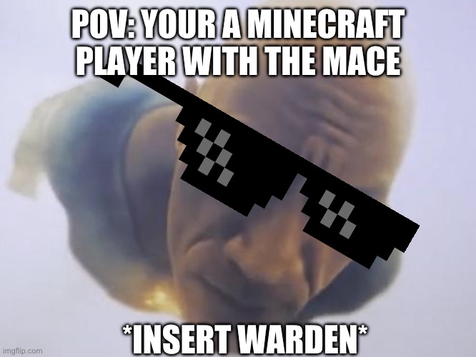 rock flying meme | POV: YOUR A MINECRAFT PLAYER WITH THE MACE; *INSERT WARDEN* | image tagged in rock flying meme | made w/ Imgflip meme maker
