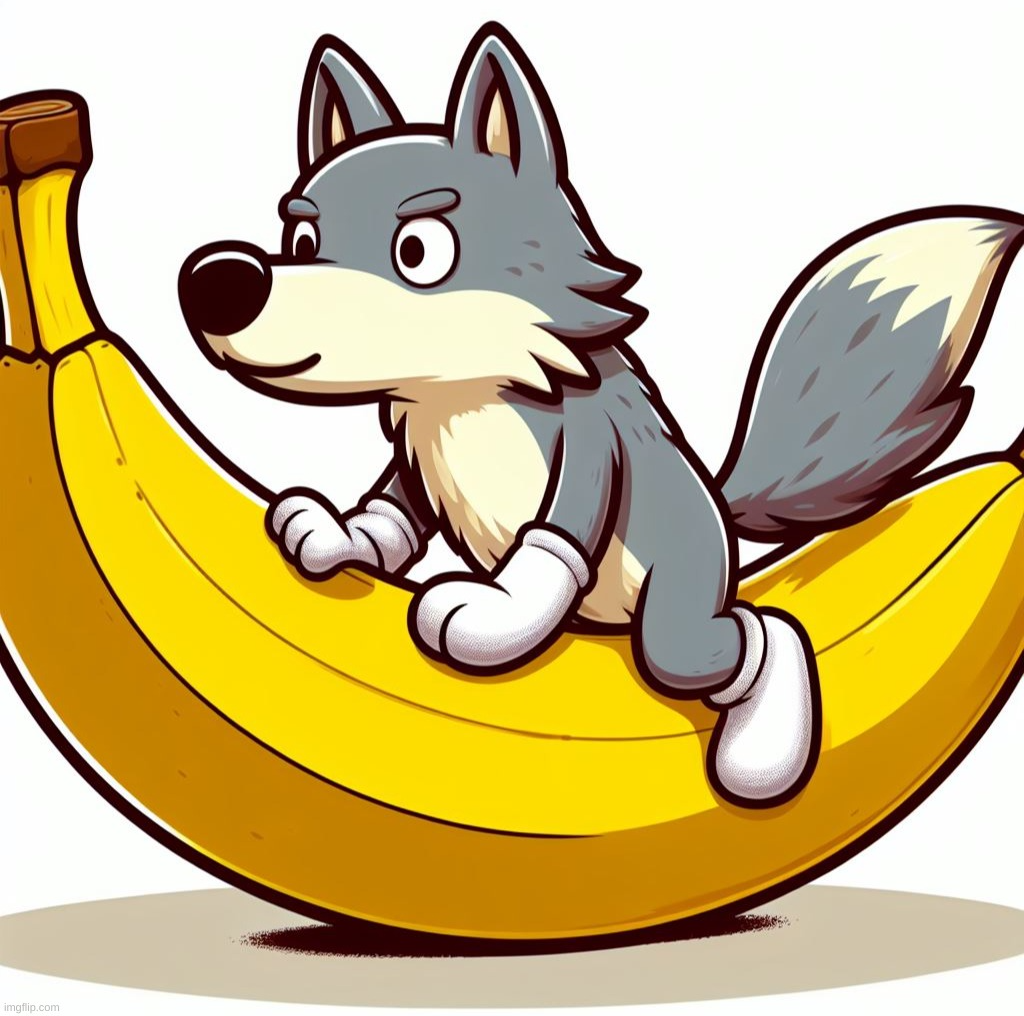 Wolf on a Banana Blank Meme Template