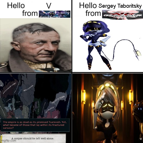 V is maybe alive, but Tabby is deader than Russia After Midnight. | Sergey Taboritsky; V | image tagged in tno,murder drones | made w/ Imgflip meme maker
