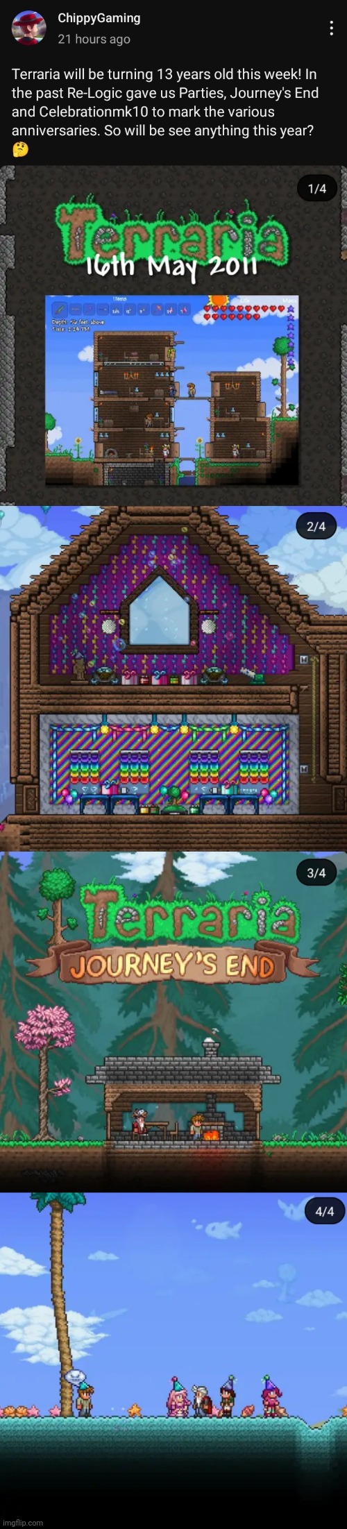 I'm thinking party gifts. Similar to goodie bags or presents but they drop party stuff when opened. | image tagged in terraria,video games,youtube,posts,screenshot,chippygaming | made w/ Imgflip meme maker