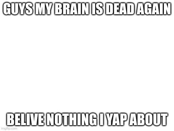 guawww | GUYS MY BRAIN IS DEAD AGAIN; BELIVE NOTHING I YAP ABOUT | made w/ Imgflip meme maker