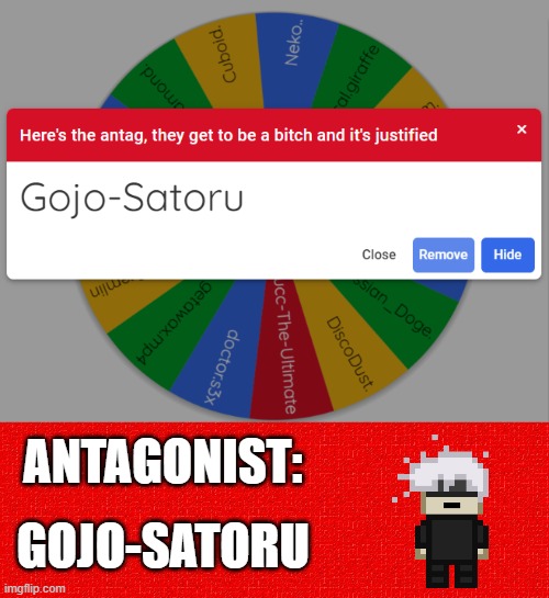Gojo got antag | ANTAGONIST:; GOJO-SATORU | image tagged in rectangle red box | made w/ Imgflip meme maker