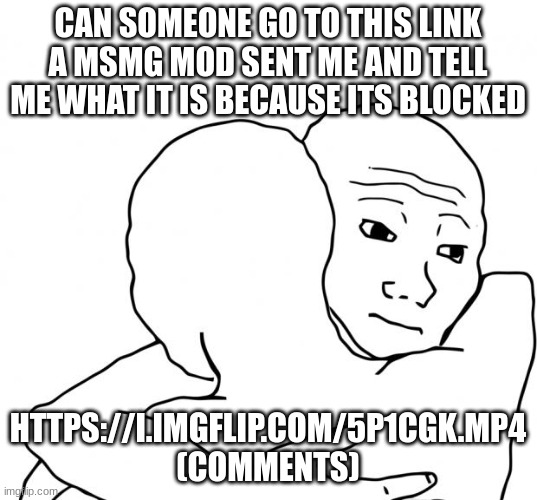 I Know That Feel Bro | CAN SOMEONE GO TO THIS LINK A MSMG MOD SENT ME AND TELL ME WHAT IT IS BECAUSE ITS BLOCKED; HTTPS://I.IMGFLIP.COM/5P1CGK.MP4 (COMMENTS) | image tagged in memes,i know that feel bro | made w/ Imgflip meme maker