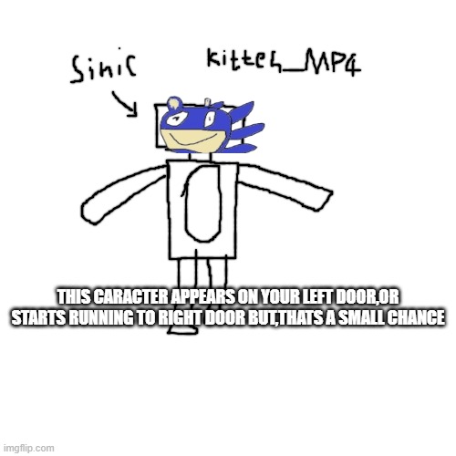 i want to add this caracter to kitteh mp4 | THIS CARACTER APPEARS ON YOUR LEFT DOOR,OR STARTS RUNNING TO RIGHT DOOR BUT,THATS A SMALL CHANCE | made w/ Imgflip meme maker