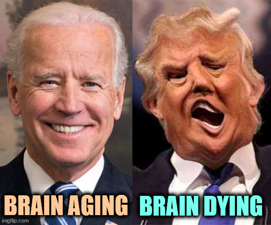 Dementia Don | BRAIN AGING; BRAIN DYING | image tagged in biden solid stable trump acid drugs,biden,old,trump,dementia | made w/ Imgflip meme maker